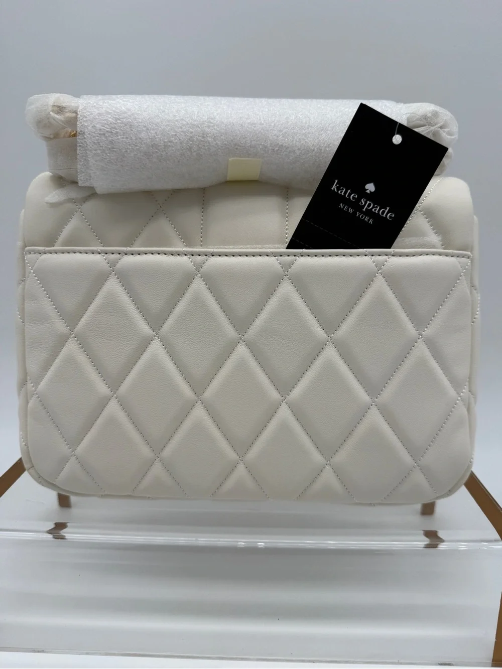 Kate Spade Carey Quilted Small Flap Crossbody Meringue